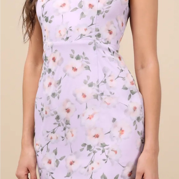 Lulus Pure Splendor Lavender Floral Organza Trumpet Maxi Dress Purple - Size S - Picture 3 of 3